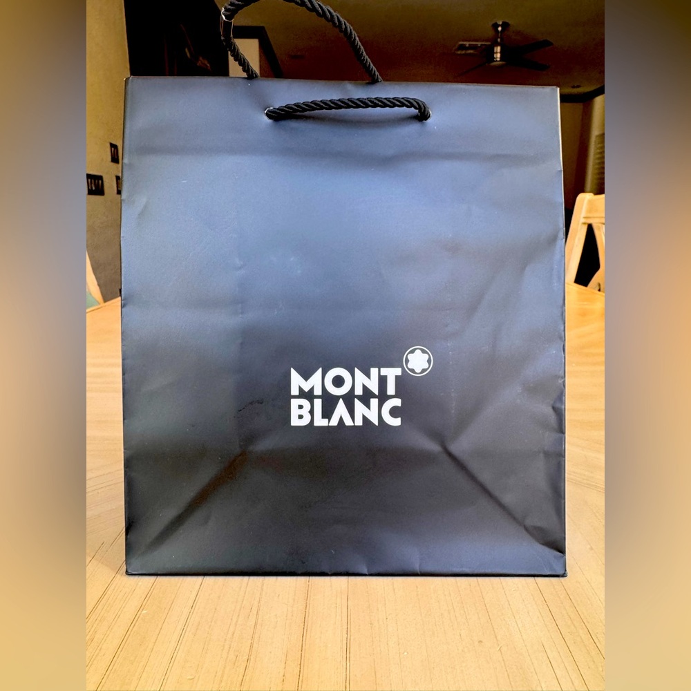 Montblanc Black Paper Shopping Bag 10” x 9” x 5” with Rope Handles